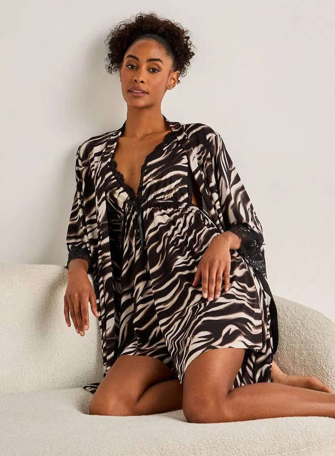 Splash FAV Night Dress with Robe and Thongs